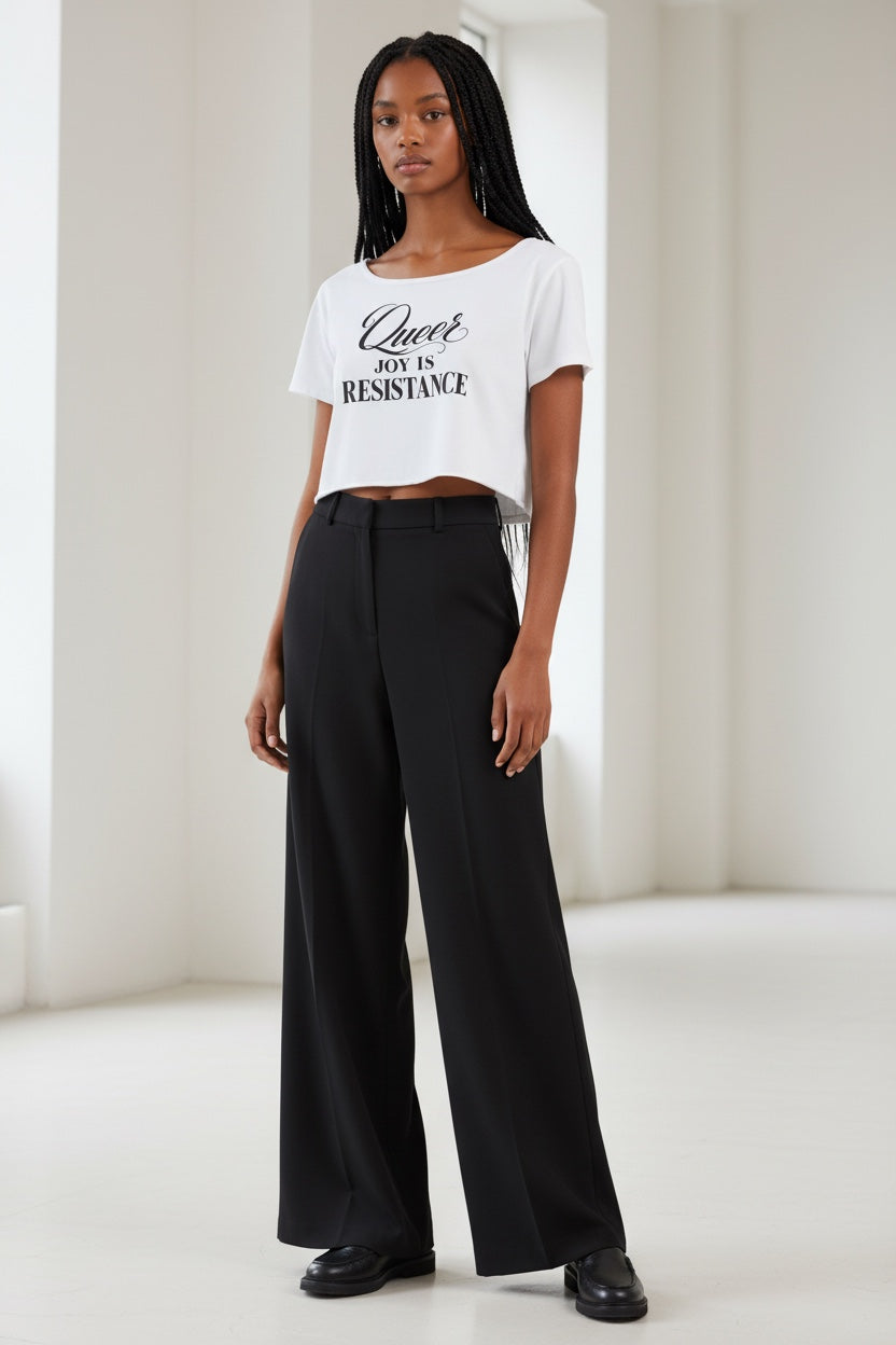 Off-Shoulder Rolled Hem Cotton T-Shirt |QUEER JOY IS RESISTANCE | CONVERSATION COLLECTION