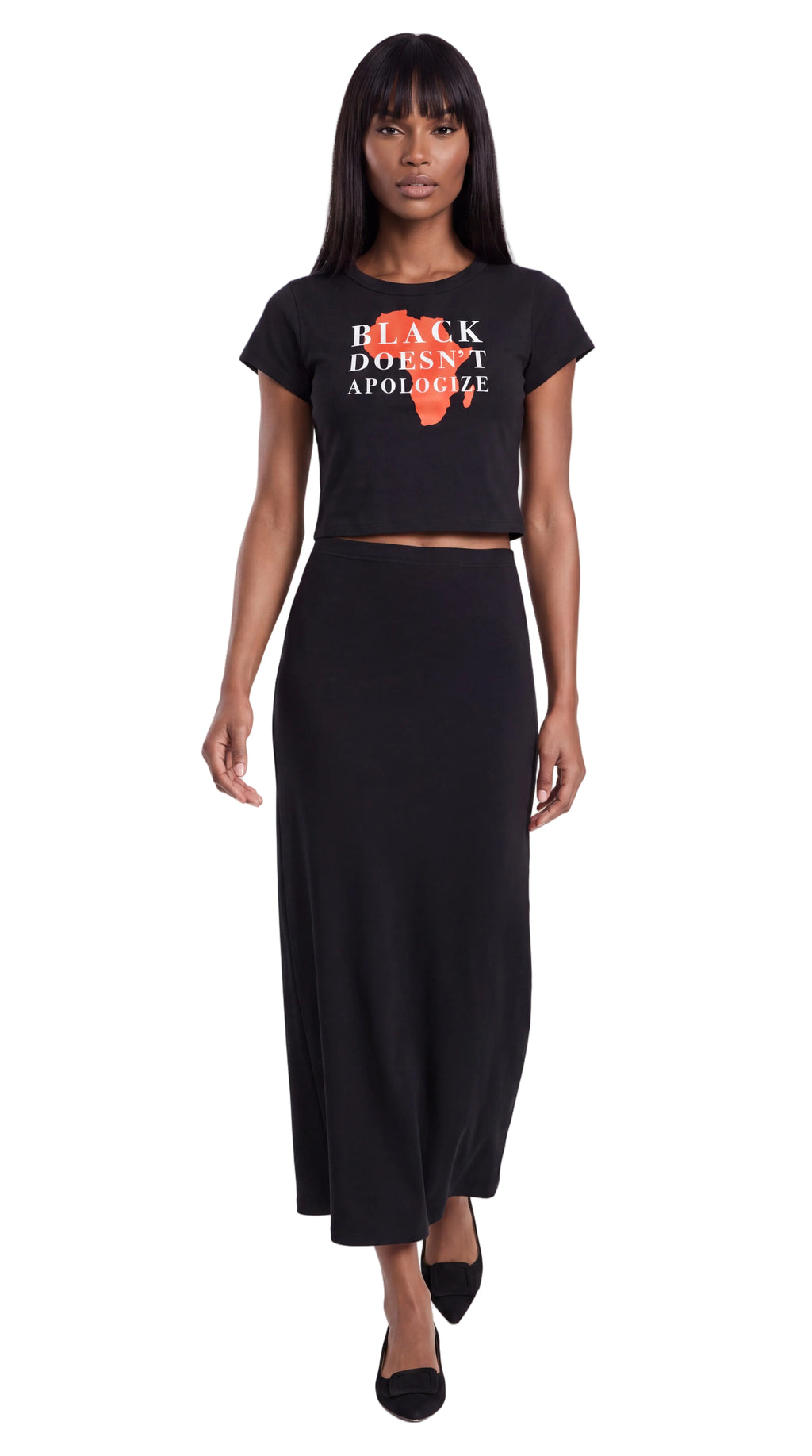 Women's Cropped Crewneck Tee | BLACK DOESN'T APOLOGIZE