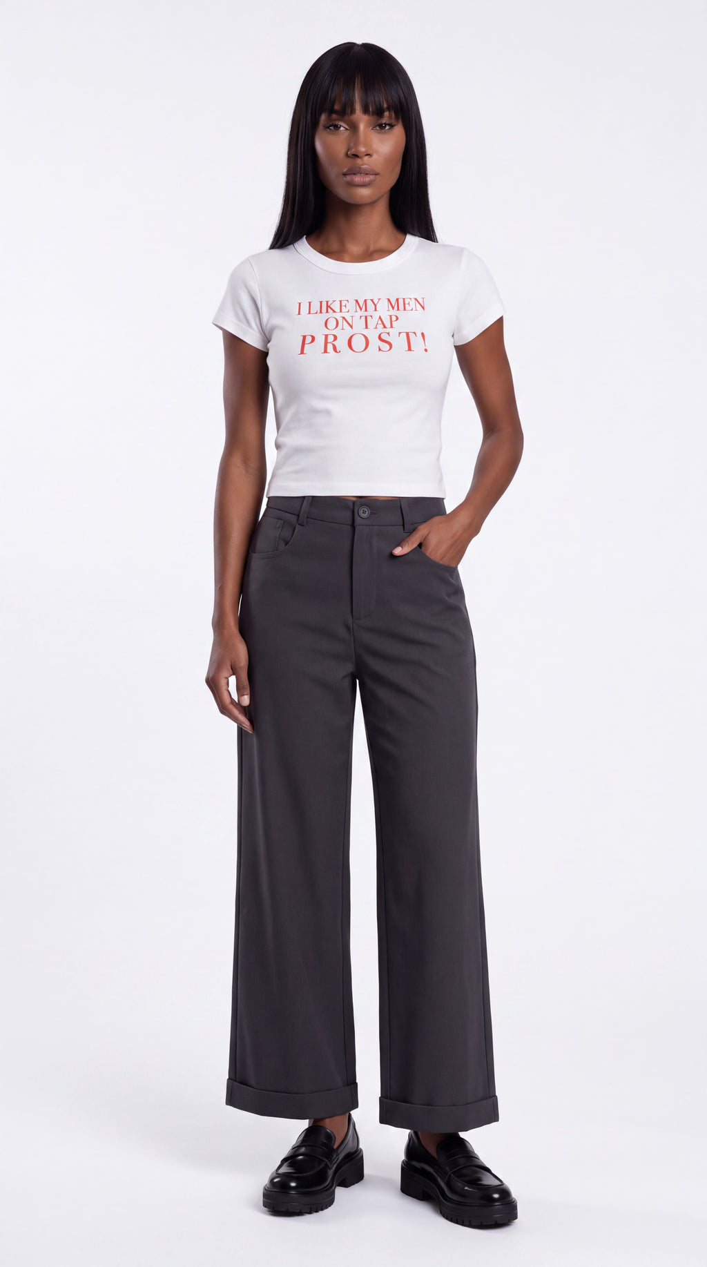 Women's Cropped Crewneck Tee | I LIKE MY MEN ON TAP PROST!