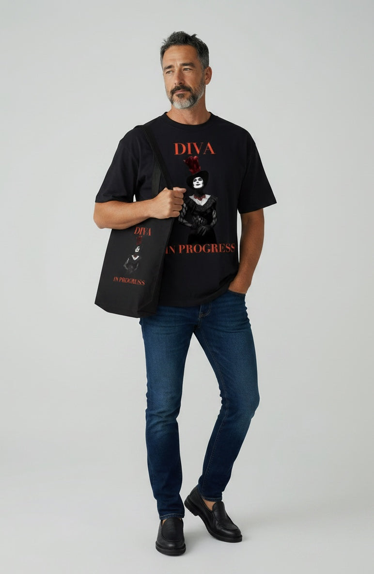 Oversized Graphic Tee — DIVA IN PROGRESS | Noir Aesthetic Streetwear