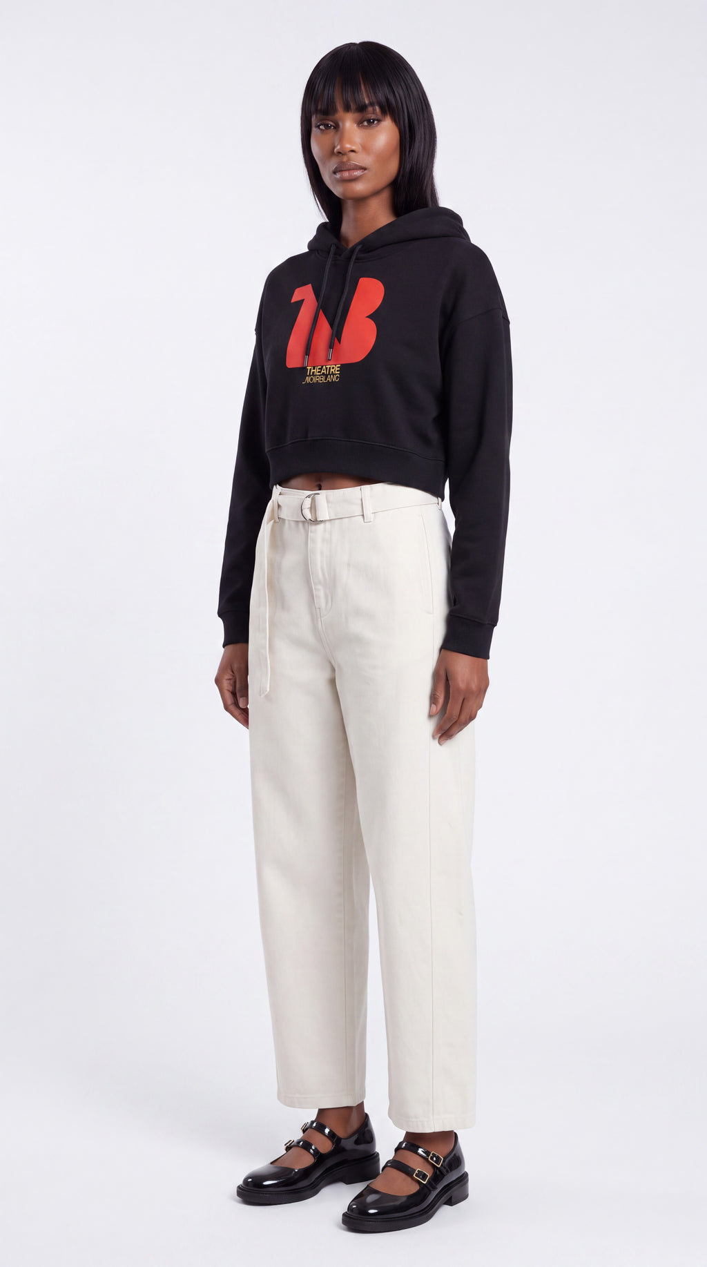 Women's Cropped Hoodie Red Logo
