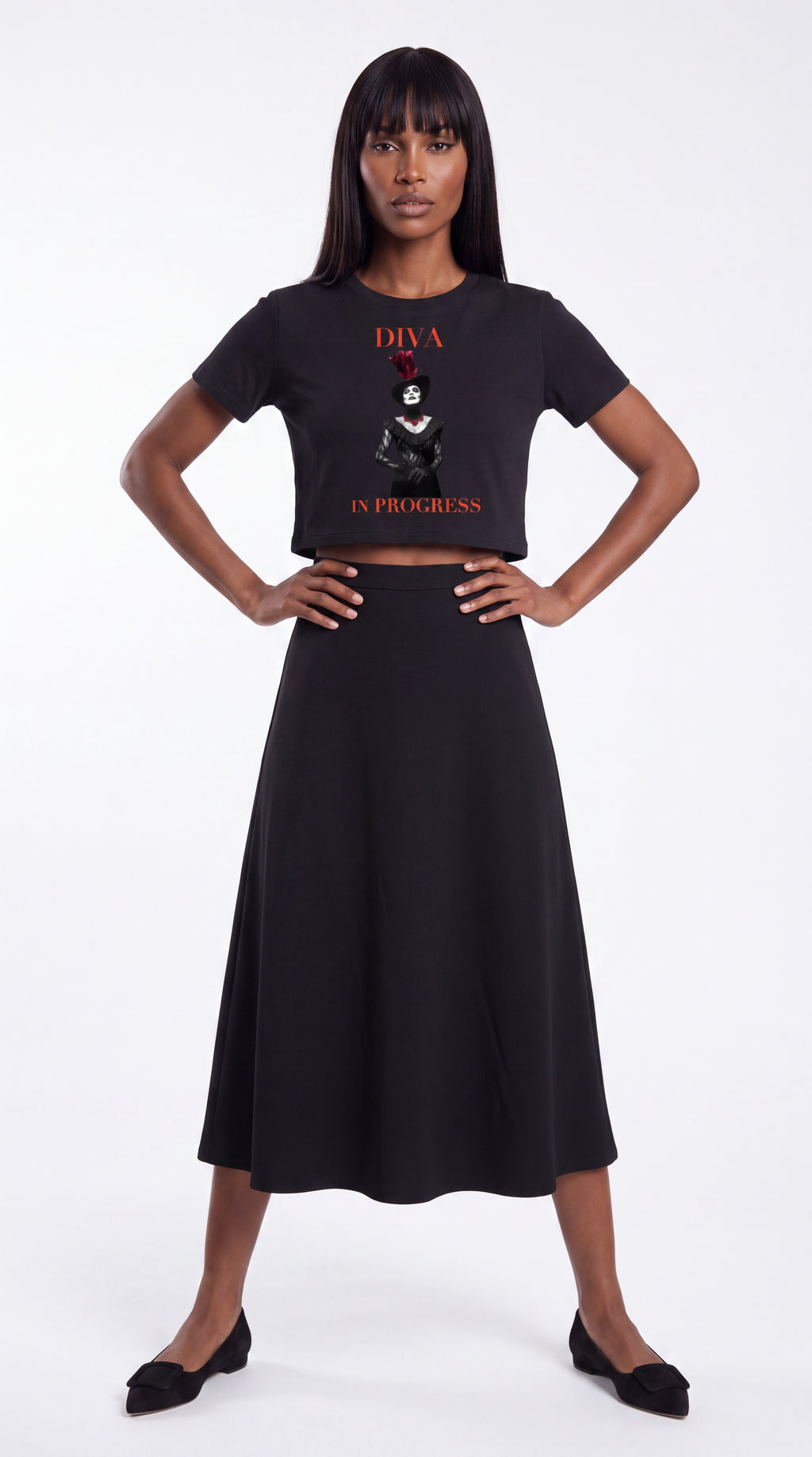 Women's Fitted Crop Graphic Tee | DIVA IN PROGRESS