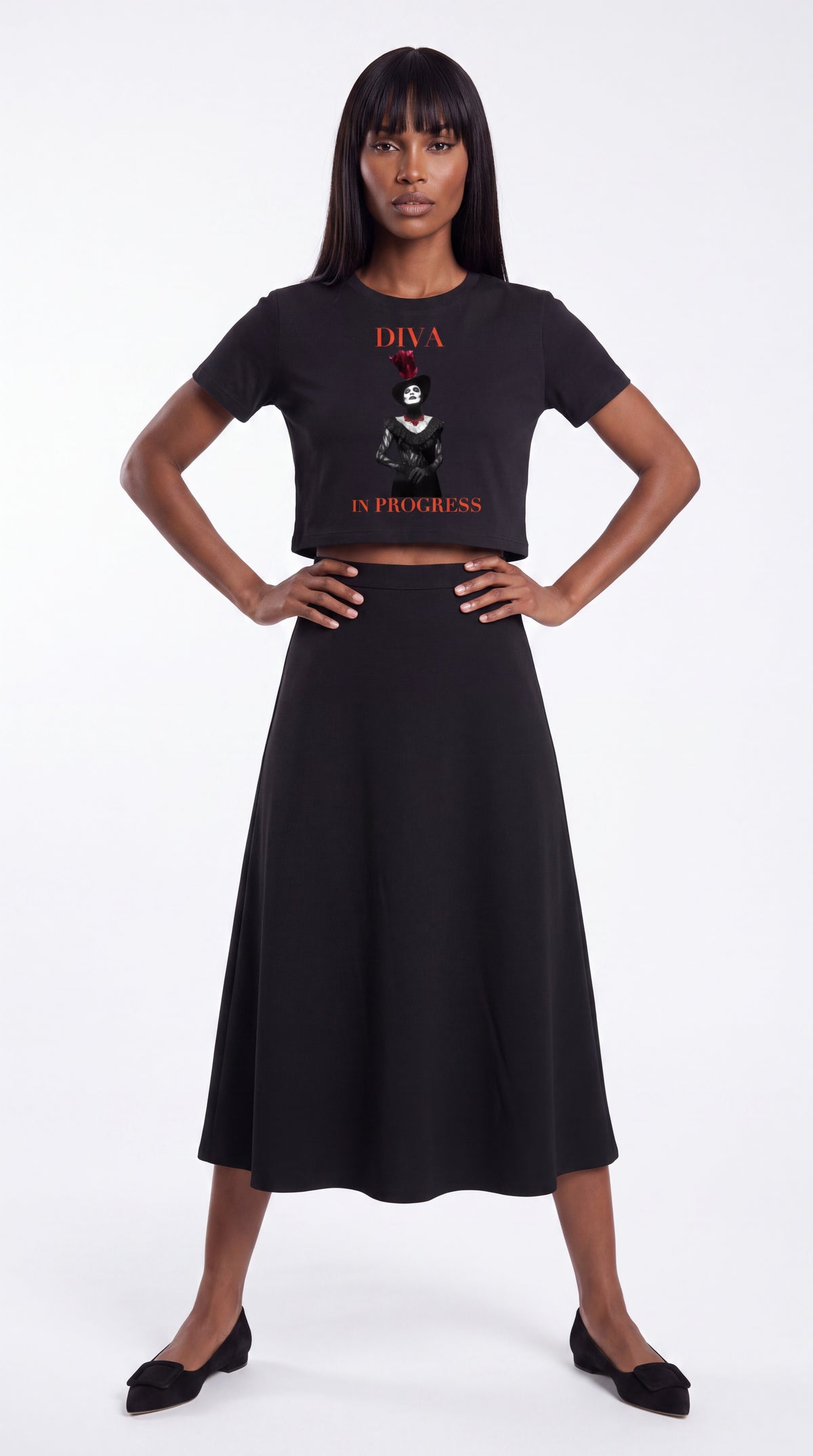 Women's Fitted Crop Graphic Tee | DIVA IN PROGRESS