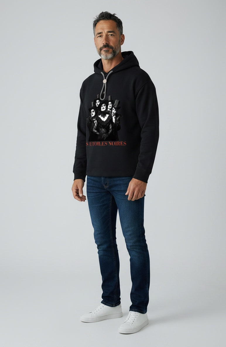 Oversized Fleece Hoodie — LES ÉTOILES NOIRES | Premium Noir Streetwear