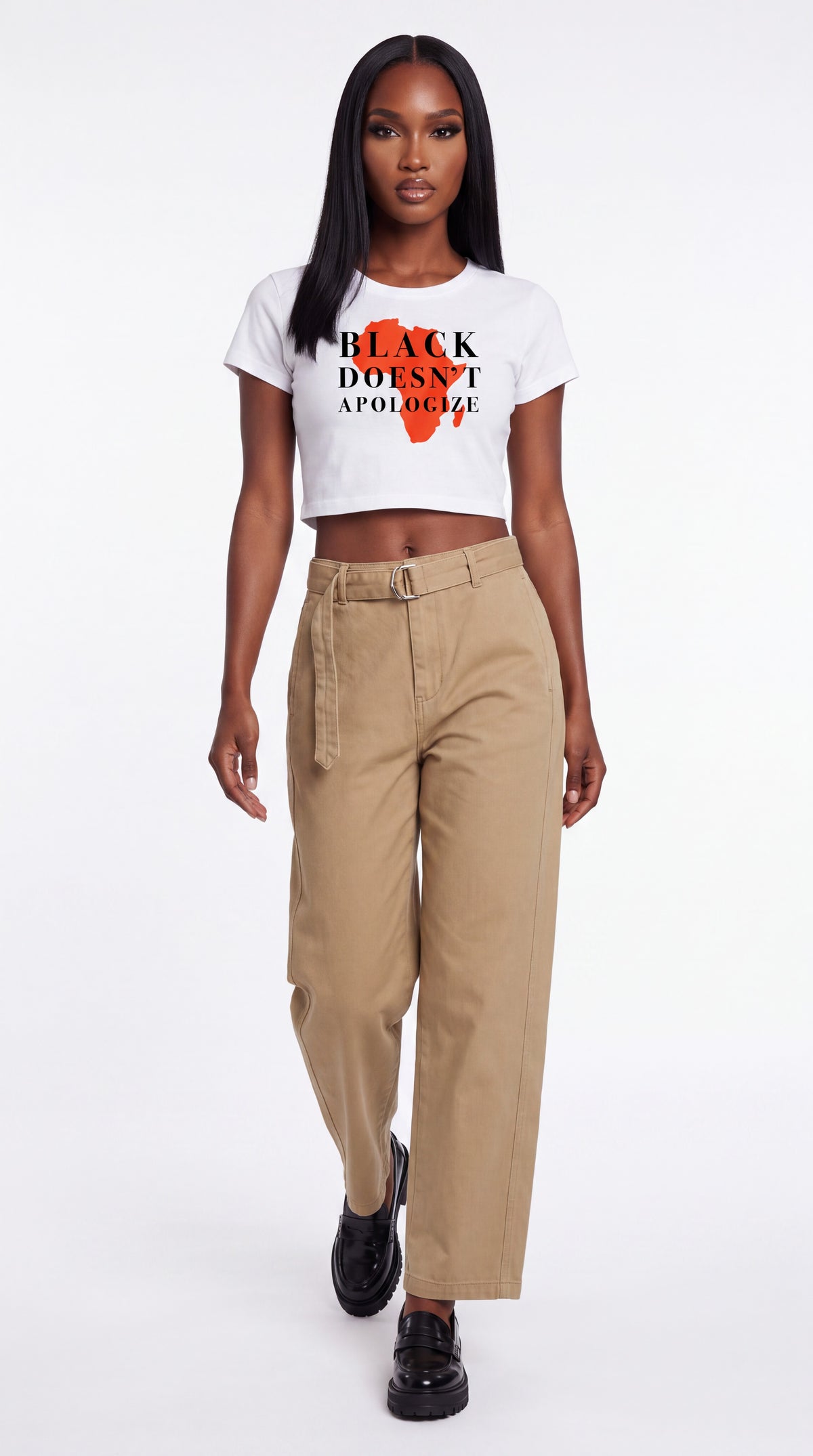 Women's Cropped Crewneck Tee | BLACK DOESN'T APOLOGIZE