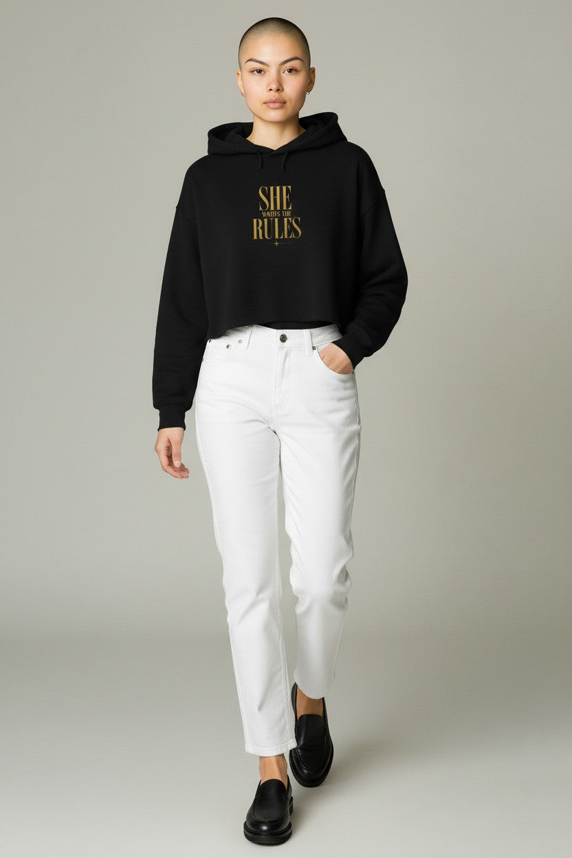 Women's Cropped Hoodie — SHE WRITES THE RULES | Conversation Collection