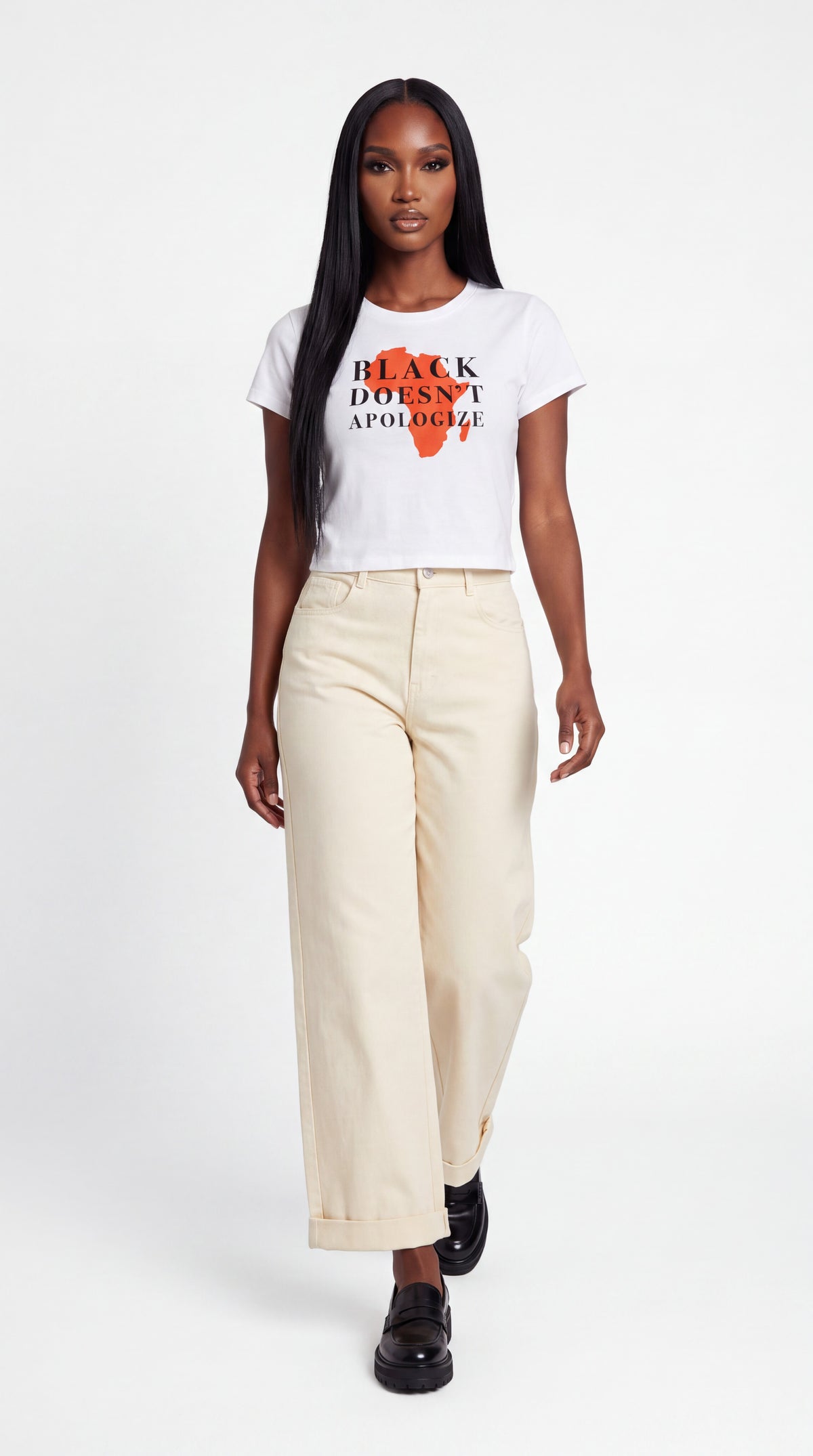 Women's Cropped Crewneck Tee | BLACK DOESN'T APOLOGIZE