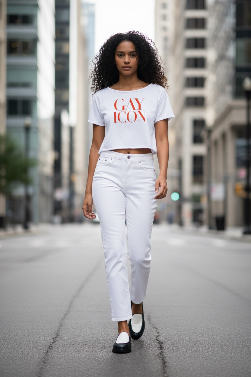 Off-Shoulder Rolled Hem Cotton T-Shirt |GAY ICON| GAY ICON COLLECTION