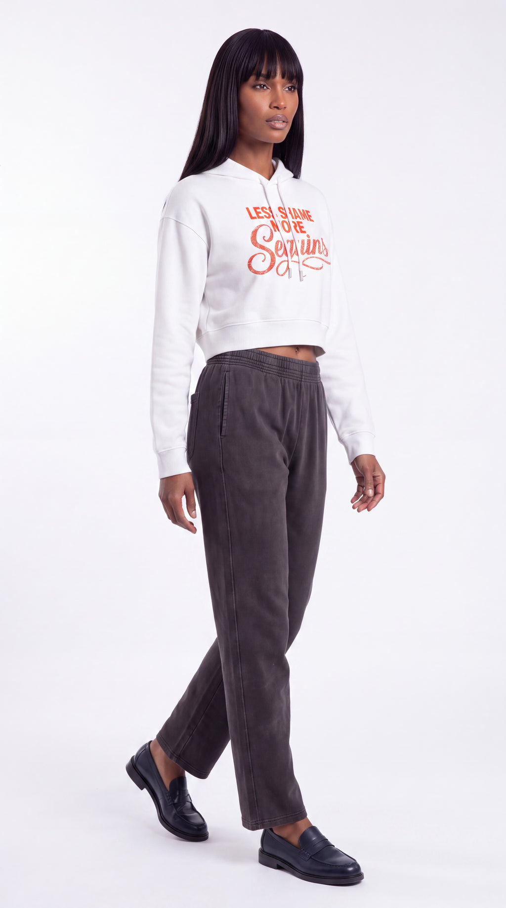 Women's Cropped Hoodie | LESS SHAME MORE SEQUINS