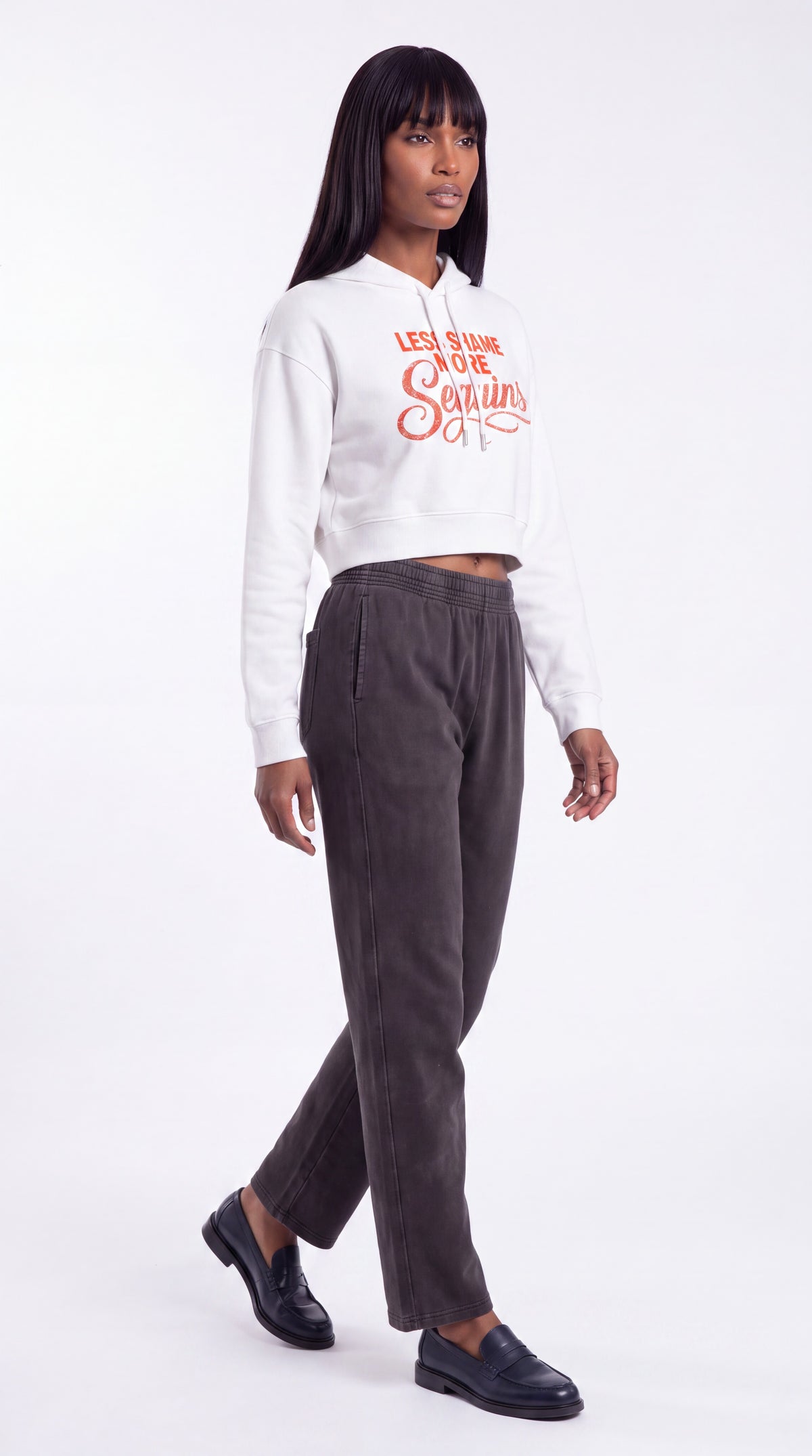 Women's Cropped Hoodie | LESS SHAME MORE SEQUINS