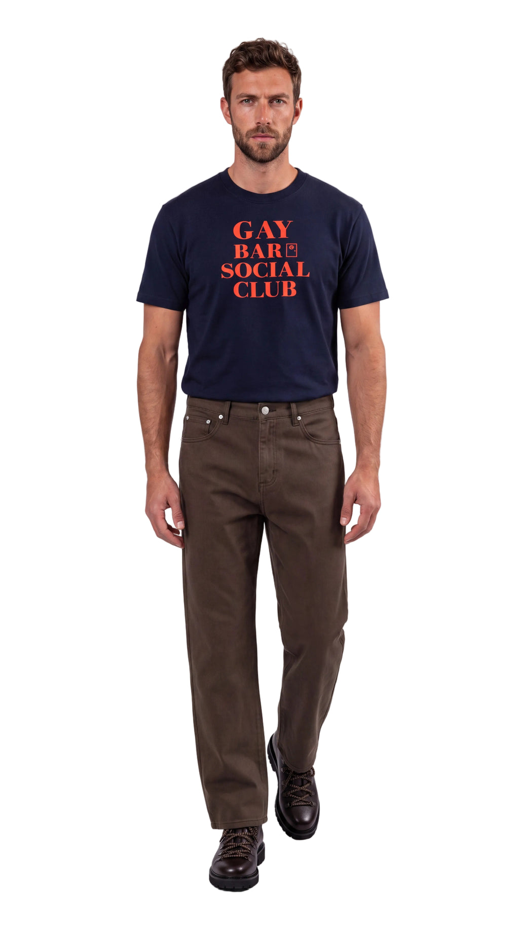 Unisex Seamless 100% Cotton Tee | GAY BAR SOCIAL CLUB Red Logo