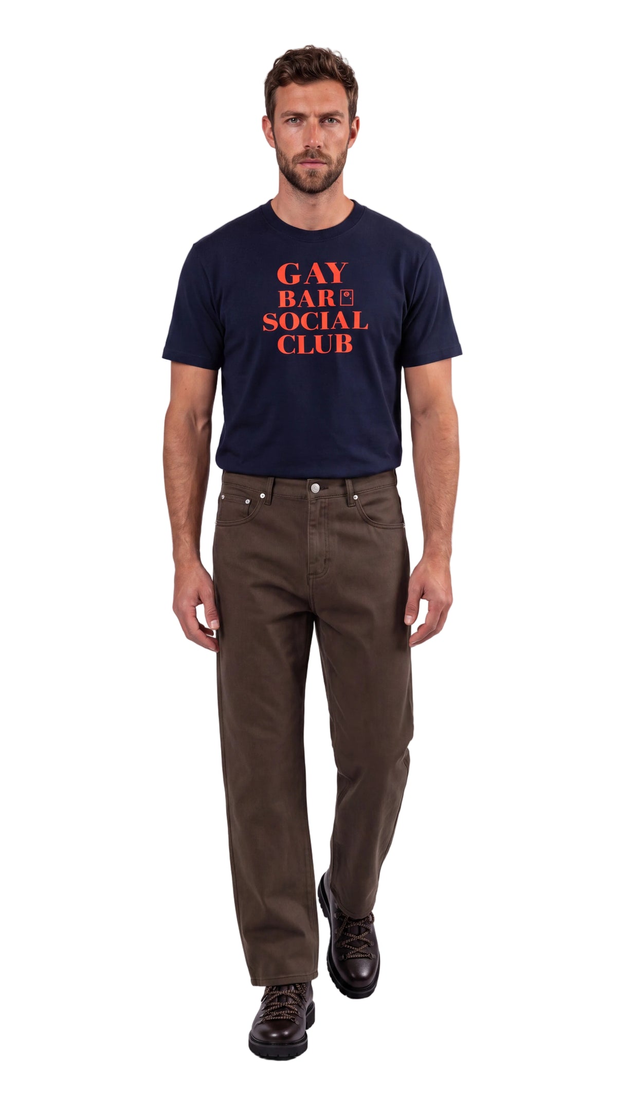 Unisex Seamless 100% Cotton Tee | GAY BAR SOCIAL CLUB Red Logo