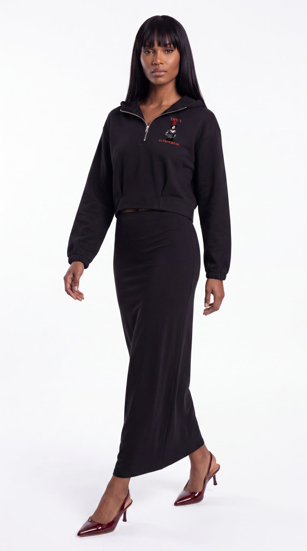 Women's Quarter-Zip Boxy Hoodie | DIVA IN PROGRESS