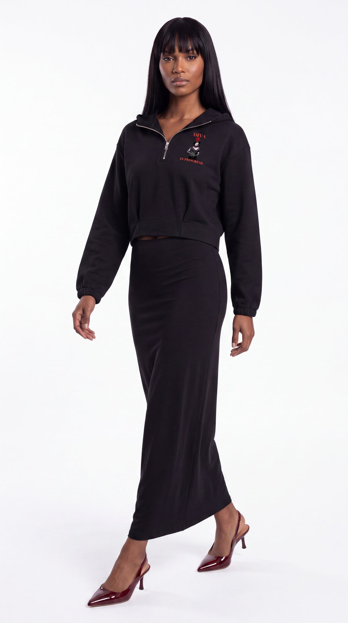 Women's Quarter-Zip Boxy Hoodie | DIVA IN PROGRESS
