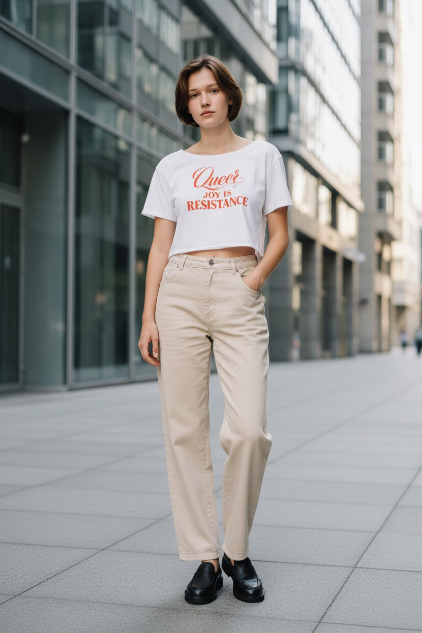 Off-Shoulder Rolled Hem Crewneck Tee |LESS SHAME MORE SEQUINS | CONVERSATION COLLECTION