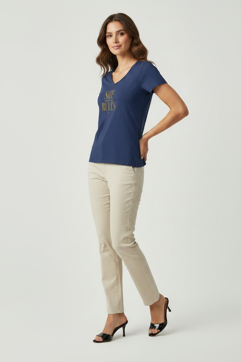Women's V-Neck Tee Shirt | SHE WRITES THE RULES | CONVERSATION COLLECTION