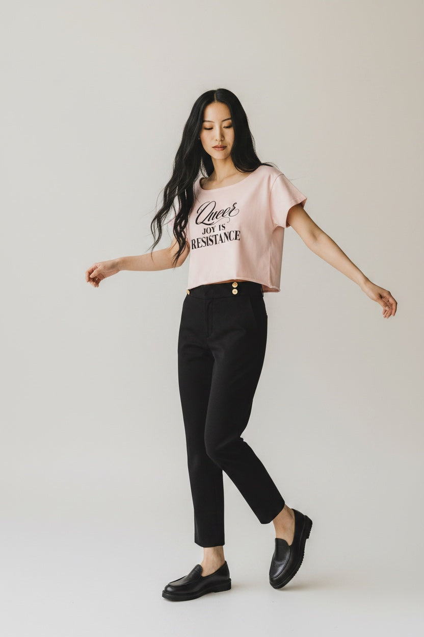 Off-Shoulder Rolled Hem Cotton T-Shirt |QUEER JOY IS RESISTANCE | CONVERSATION COLLECTION