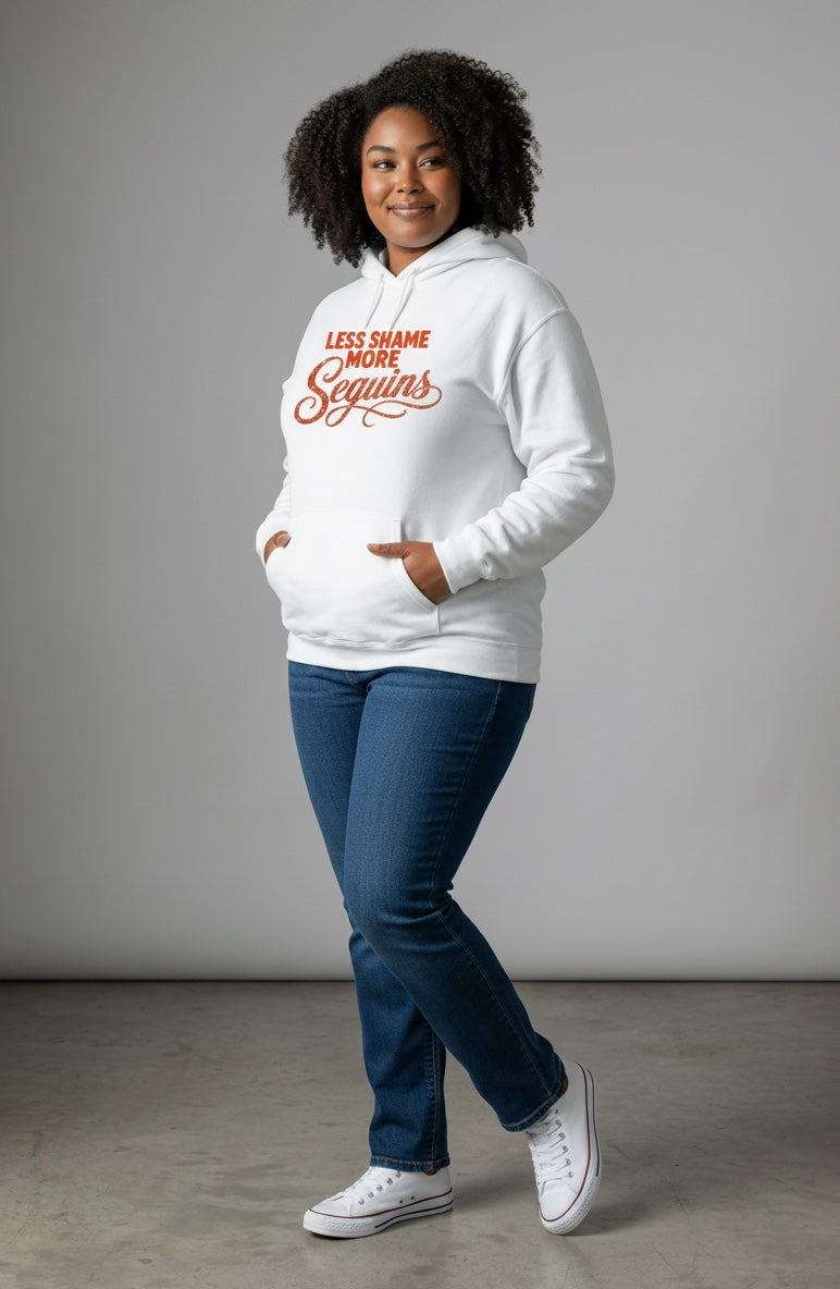 Heavyweight Fleece Hoodie | WENIGER SCHAM MEHR PAILLETTEN | CONVERSATION COLLECTION