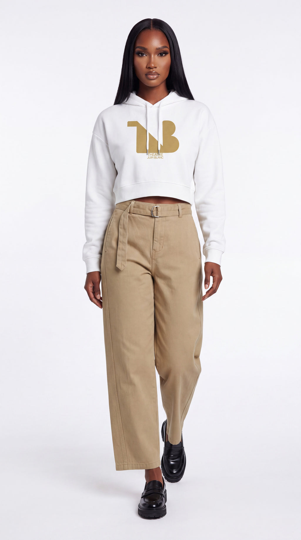 Women's Cropped Hoodie Gold Logo