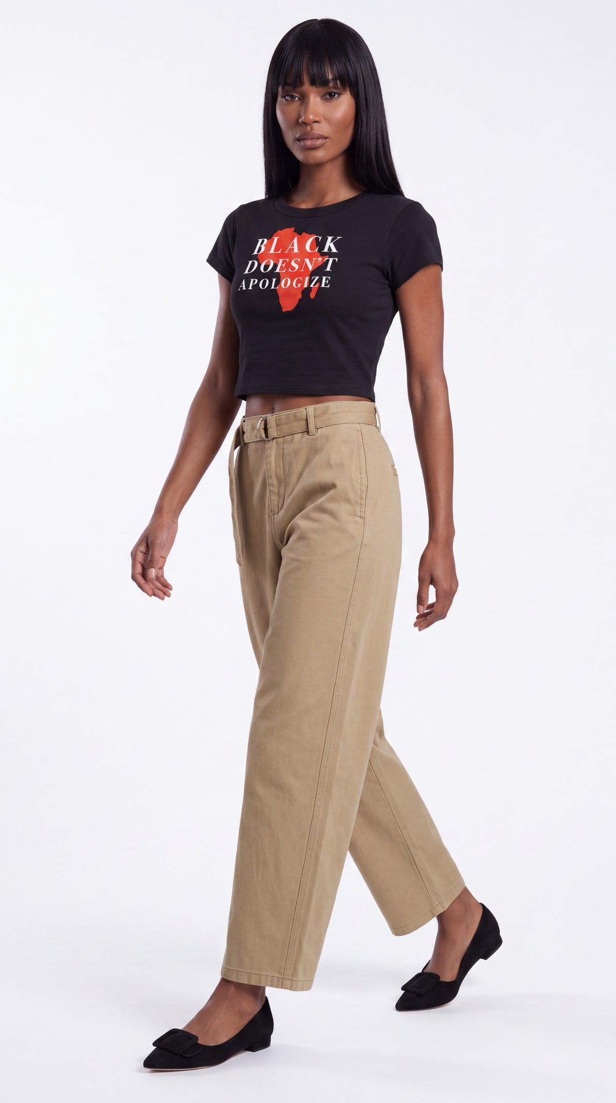 Women's Cropped Crewneck Tee | BLACK DOESN'T APOLOGIZE