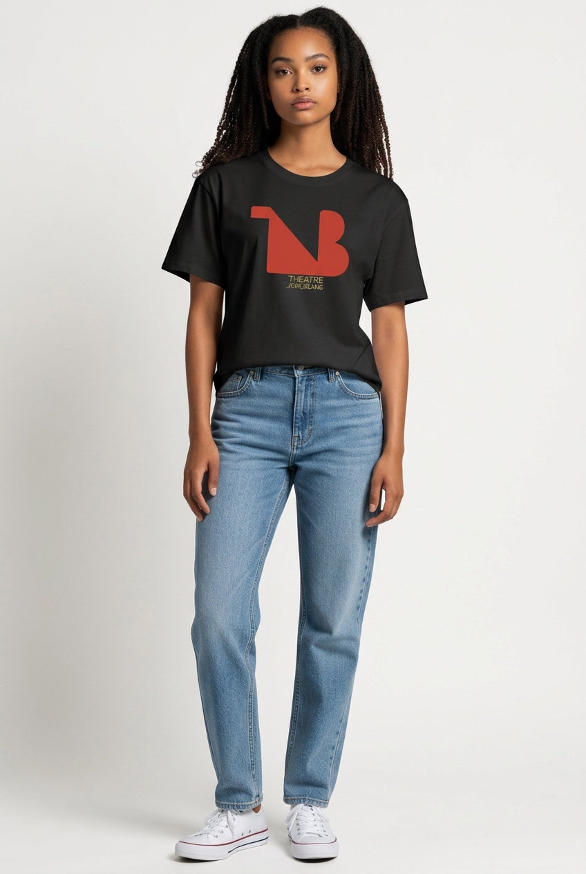 Damen Rundhals T-Shirt | THEATRE NOIR BLANC | Rotes Logo