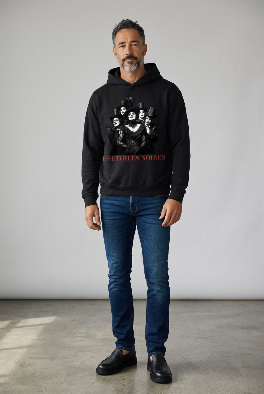 Cropped Unisex Hoodie — LES ÉTOILES NOIRES | Noir Aesthetic Streetwear
