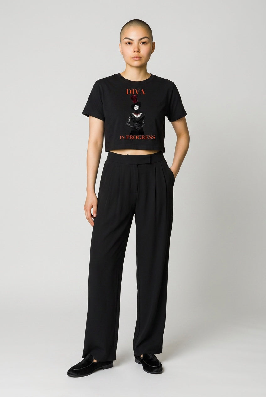 Fitted Crop Graphic Tee — DIVA IN PROGRESS | Noir Aesthetic