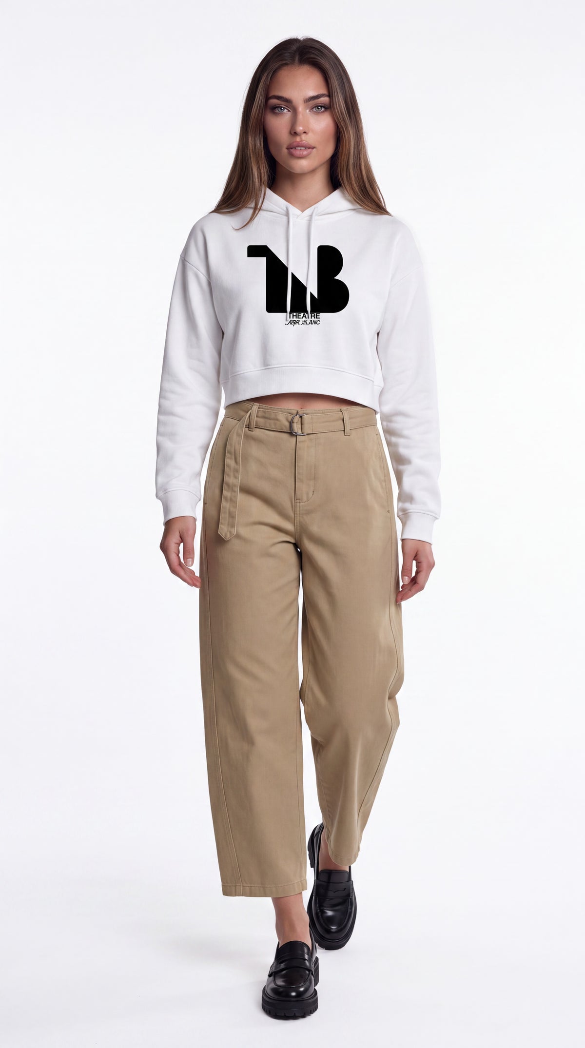 Women's Cropped Hoodie Black Logo