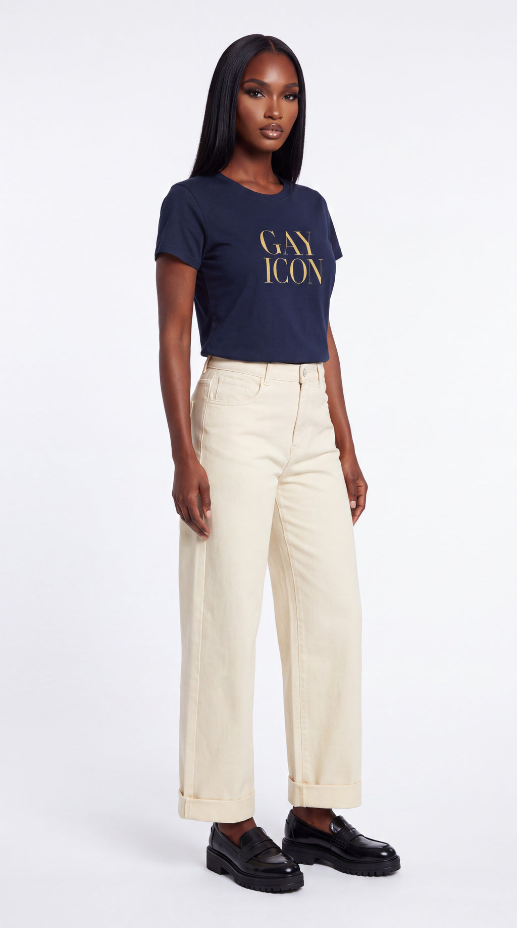 Women's Slim Fit Crewneck Tee Gold Logo