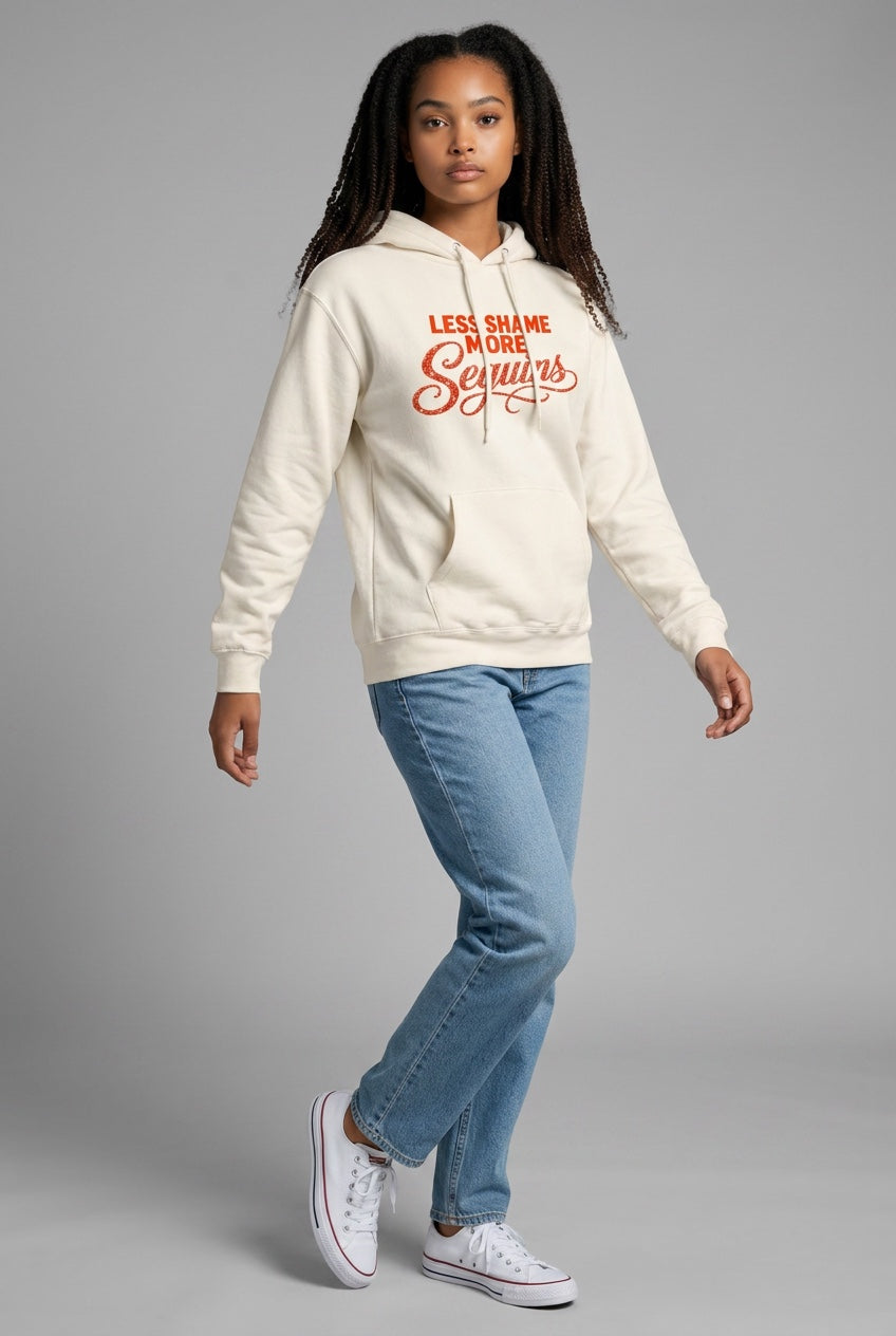 Heavyweight Fleece Hoodie | WENIGER SCHAM MEHR PAILLETTEN | CONVERSATION COLLECTION