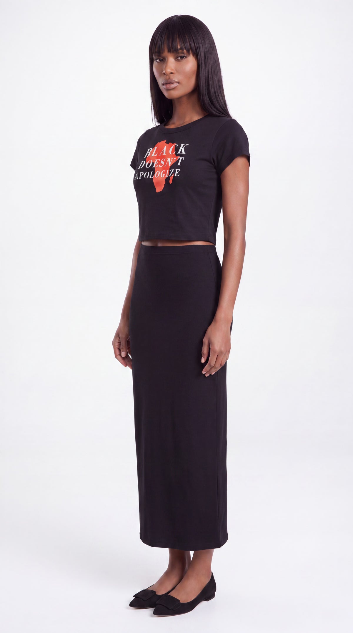 Women's Cropped Crewneck Tee | BLACK DOESN'T APOLOGIZE
