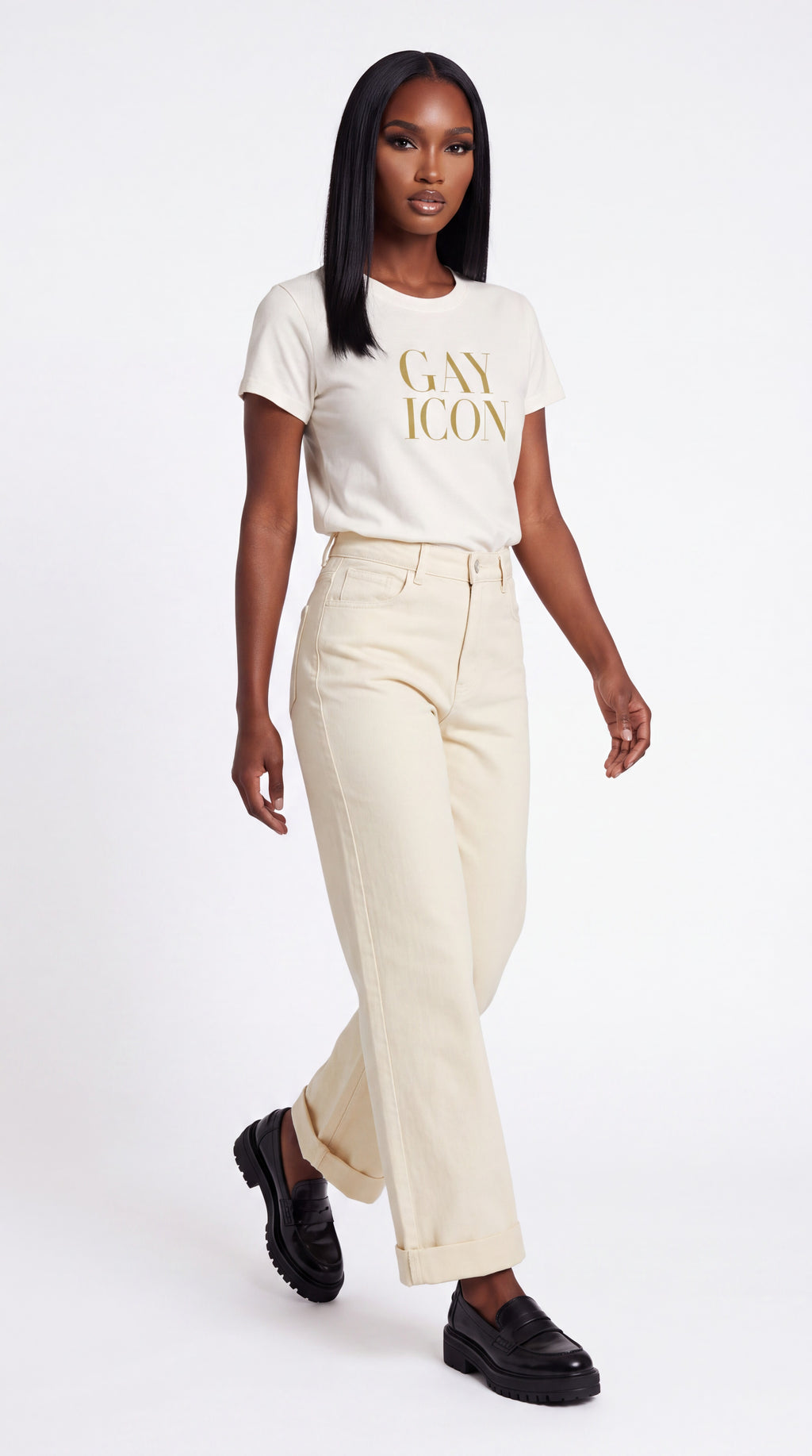 Women's Slim Fit Crewneck Tee Gold Logo