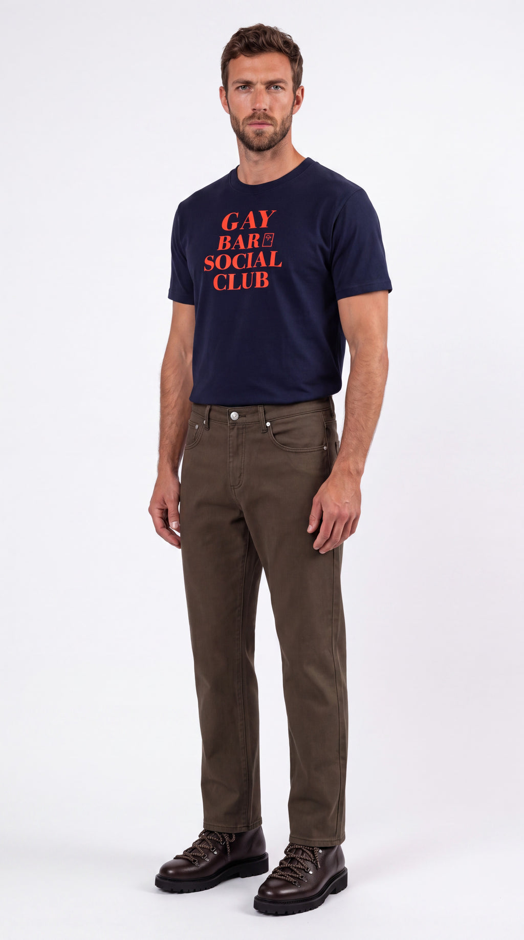 Unisex Seamless 100% Cotton Tee | GAY BAR SOCIAL CLUB Red Logo