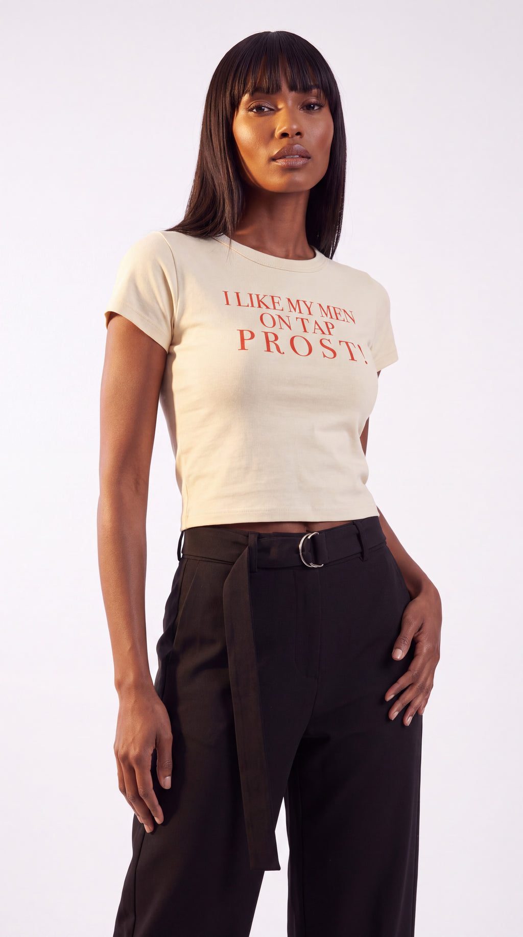 Women's Cropped Crewneck Tee | I LIKE MY MEN ON TAP PROST!
