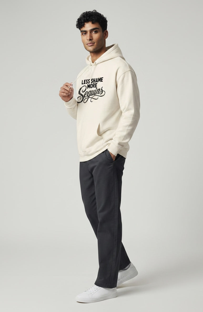 Schwerer Fleece-Hoodie | LESS SHAME MORE SEQUINS | CONVERSATION COLLECTION