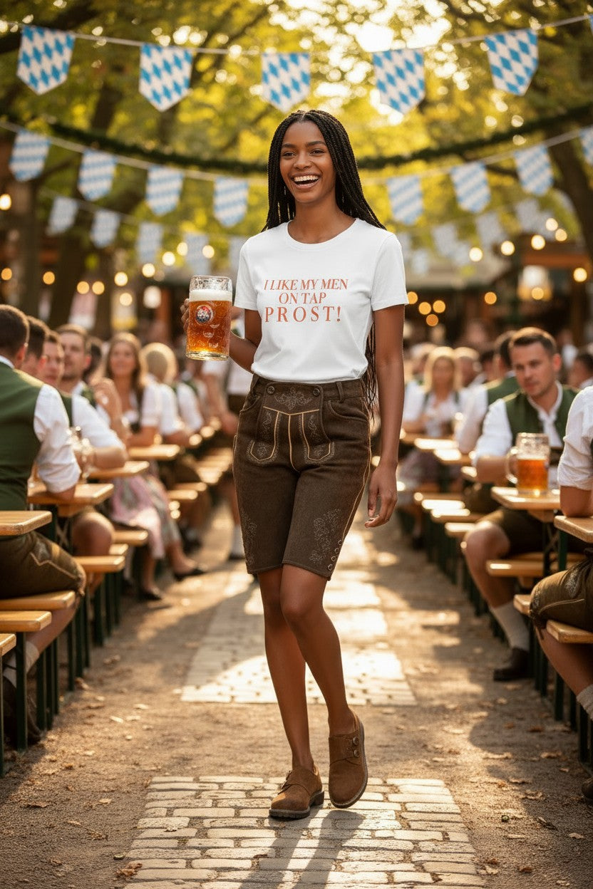 Women's Crewneck Tee | I LIKE MY MEN ON TAP PROST! | CONVERSATION COLLECTION
