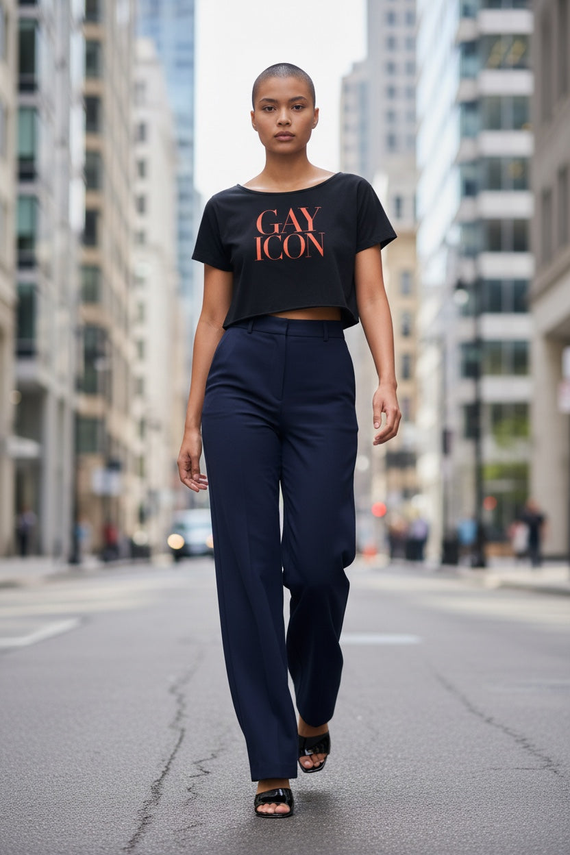 Off-Shoulder Rolled Hem Cotton T-Shirt |GAY ICON| GAY ICON COLLECTION