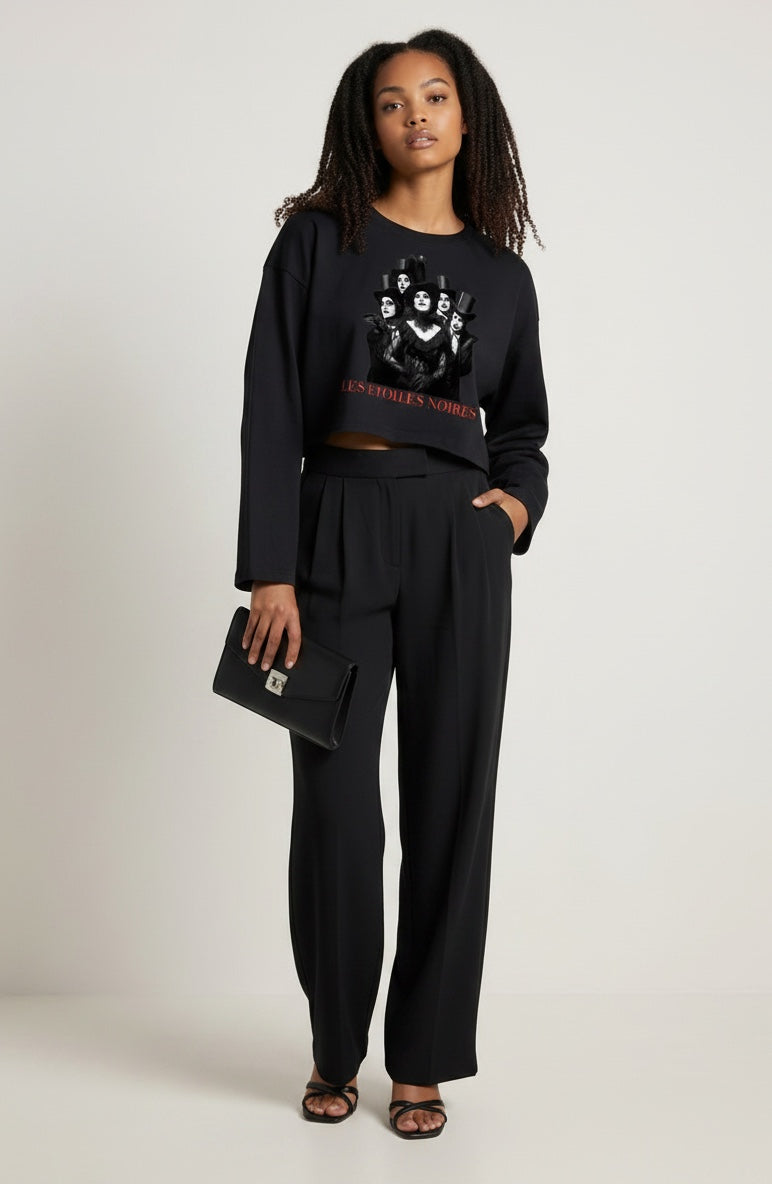 Batwing Sleeve Crop Tee — LES ÉTOILES NOIRES | Dark Feminine Fashion