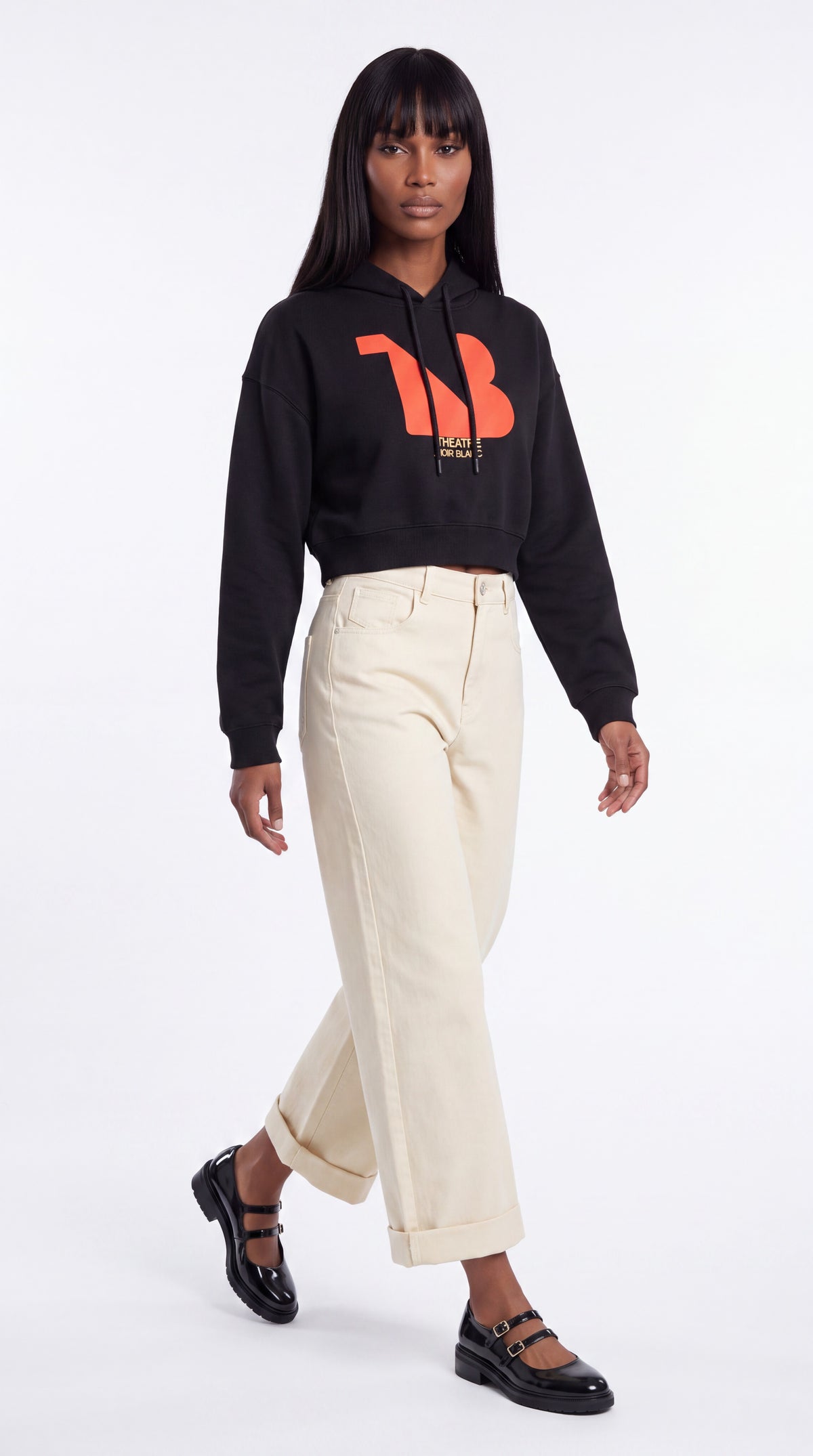 Women's Cropped Hoodie Red Logo