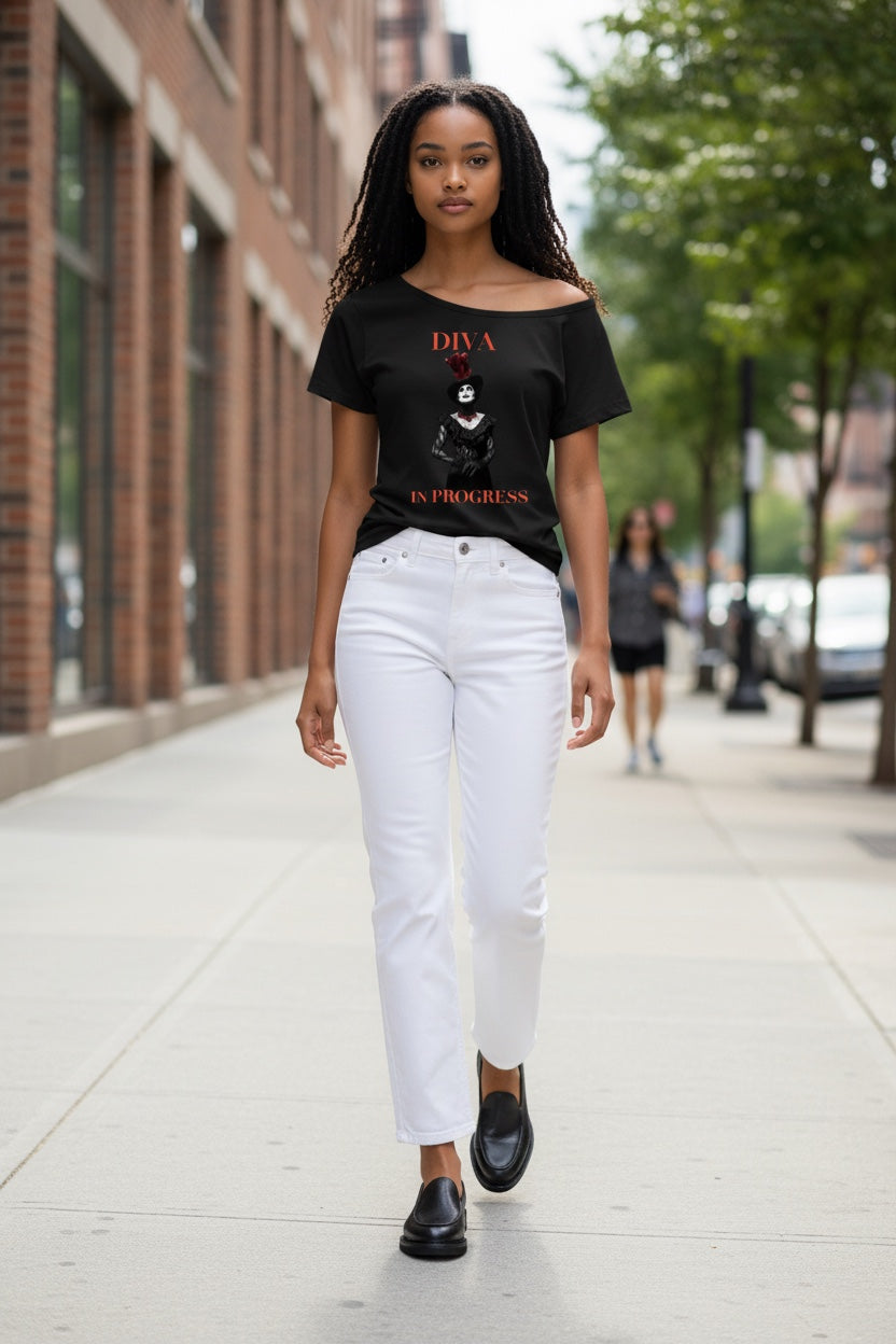Women’s Off-the-Shoulder Tee | DIVA IN PROGRESS | LE SALON NOIR COLLECTION