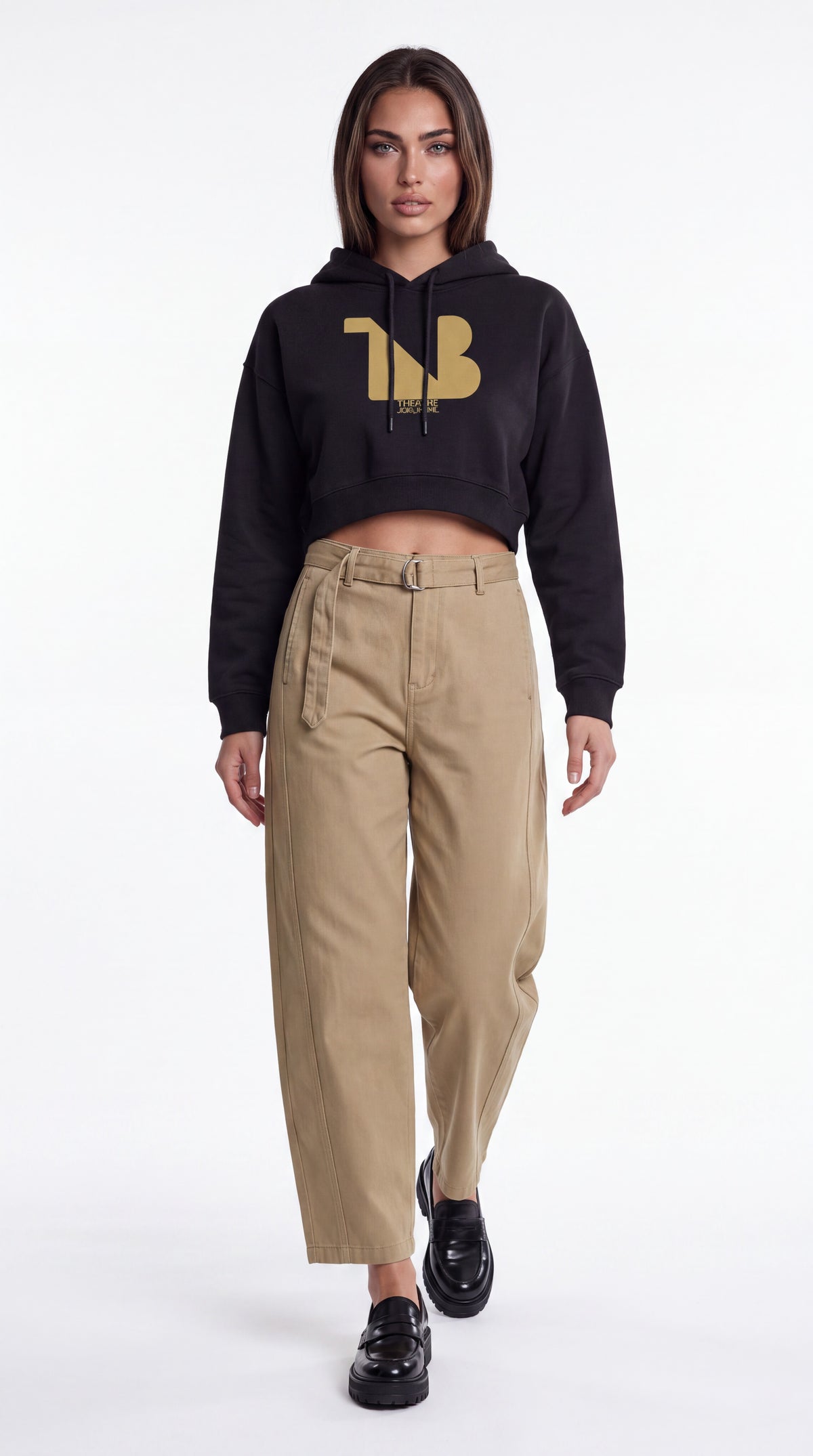 Women's Cropped Hoodie Gold Logo