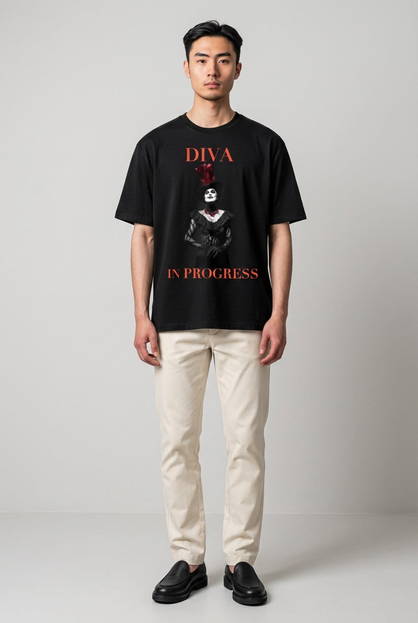 Earth Tone Heavyweight Tee — DIVA IN PROGRESS | Noir Aesthetic Streetwear