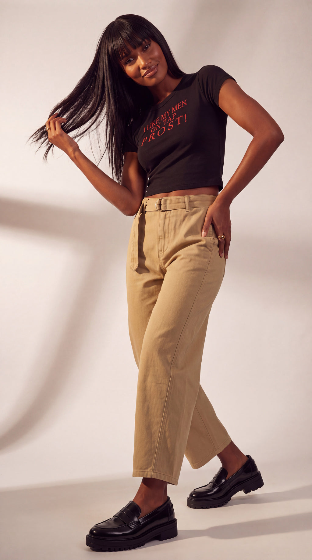 Women's Cropped Crewneck Tee | I LIKE MY MEN ON TAP PROST!