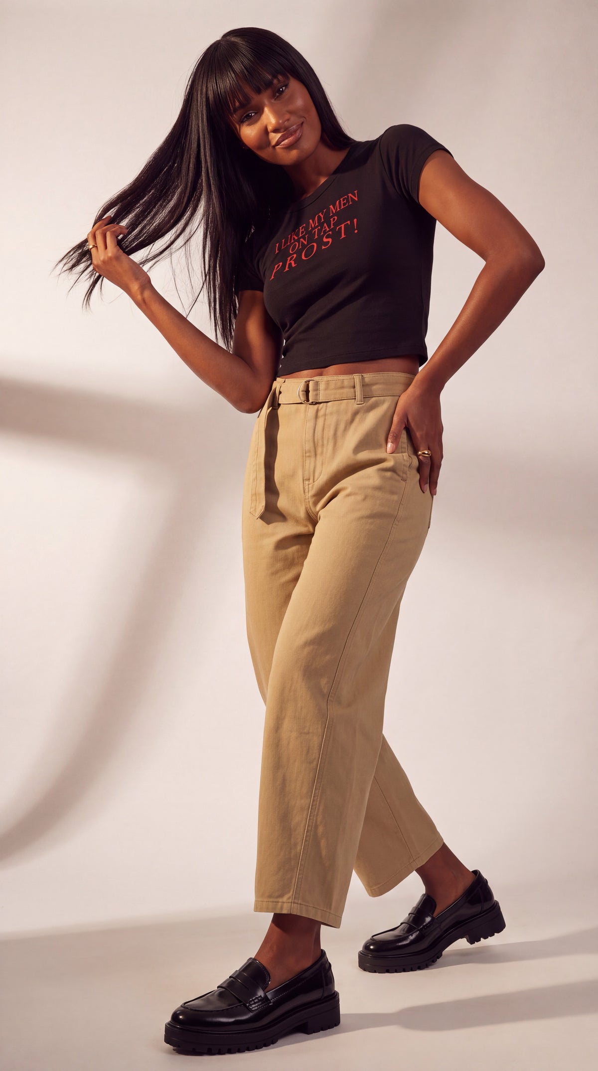 Women's Cropped Crewneck Tee | I LIKE MY MEN ON TAP PROST!