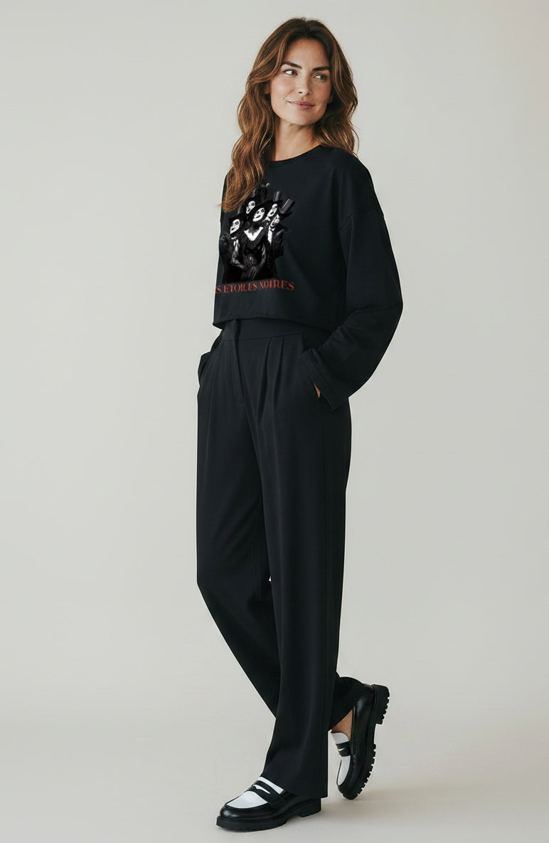 Batwing Sleeve Crop Tee — LES ÉTOILES NOIRES | Dark Feminine Fashion