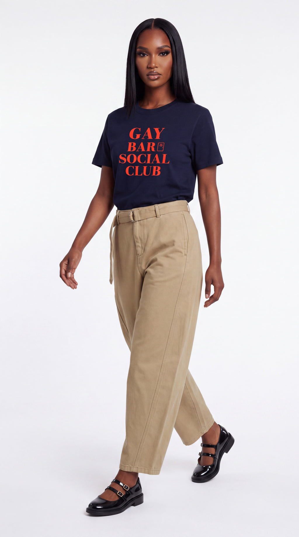 Unisex Seamless 100% Cotton Tee | GAY BAR SOCIAL CLUB Red Logo