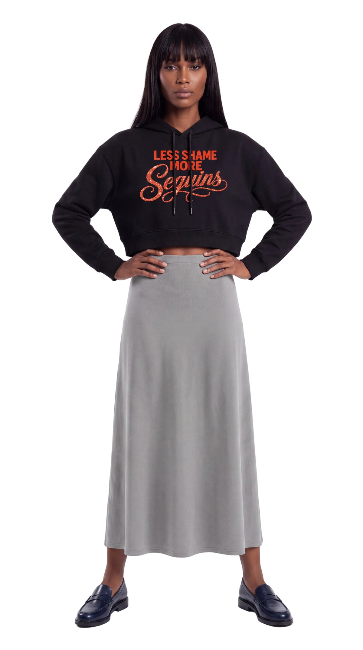 Women's Cropped Hoodie | LESS SHAME MORE SEQUINS