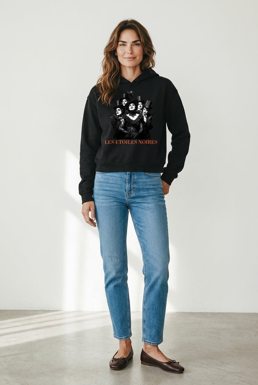 Cropped Unisex Hoodie — LES ÉTOILES NOIRES | Noir Aesthetic Streetwear