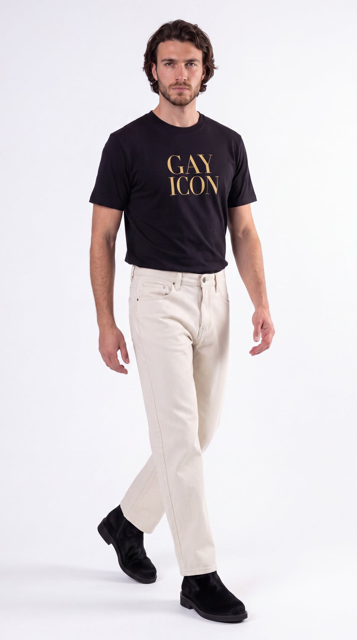 Unisex Seamless 100% Cotton Tee Gold Logo