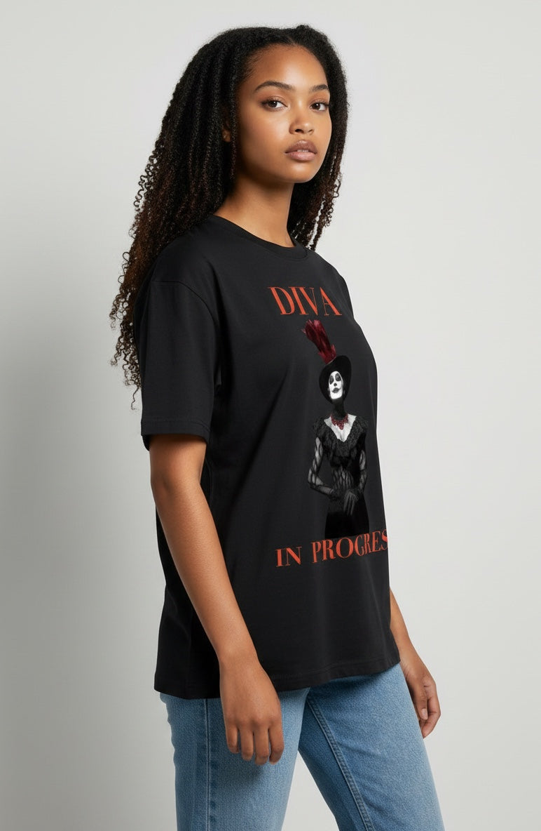 Earth Tone Heavyweight Tee — DIVA IN PROGRESS | Noir Aesthetic Streetwear